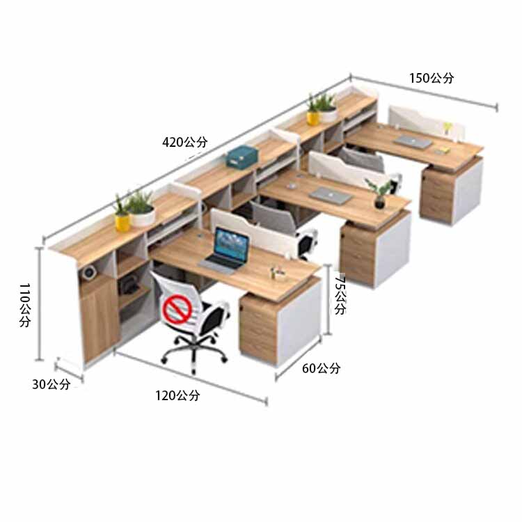 辦公桌,有側櫃的工作台,可上鎖,靜音滑軌,帶走線孔和頂板,OD-A14
