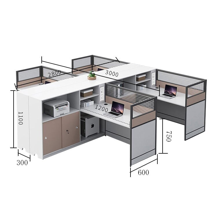 L型辦公桌,簡約設計,三聚氰胺貼面,無線充電器,桌面隔間,側櫃,簡約設計,白色,可客製化,OD-A1