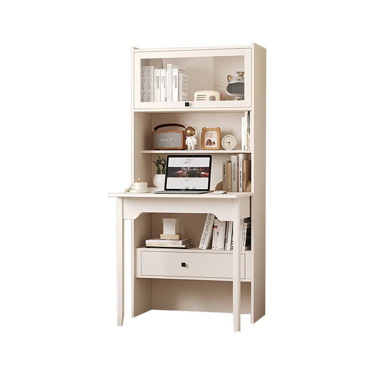 時尚、可折疊、緊湊、節省空間的單元桌,配有強化玻璃頂開門、儲物格和電纜孔,白色,CD-A9