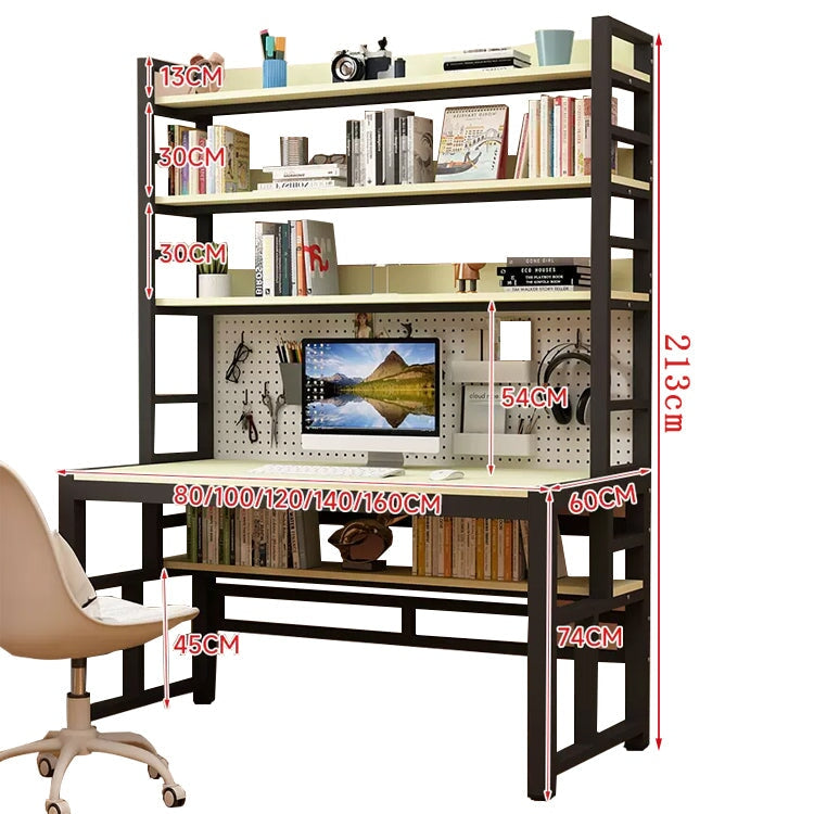 室內辦公桌、電腦桌、環保木結構、防水、耐熱、加固框架、穿孔板、多層儲物架、防滑、防滑、簡潔、實用、整潔、CD-A18