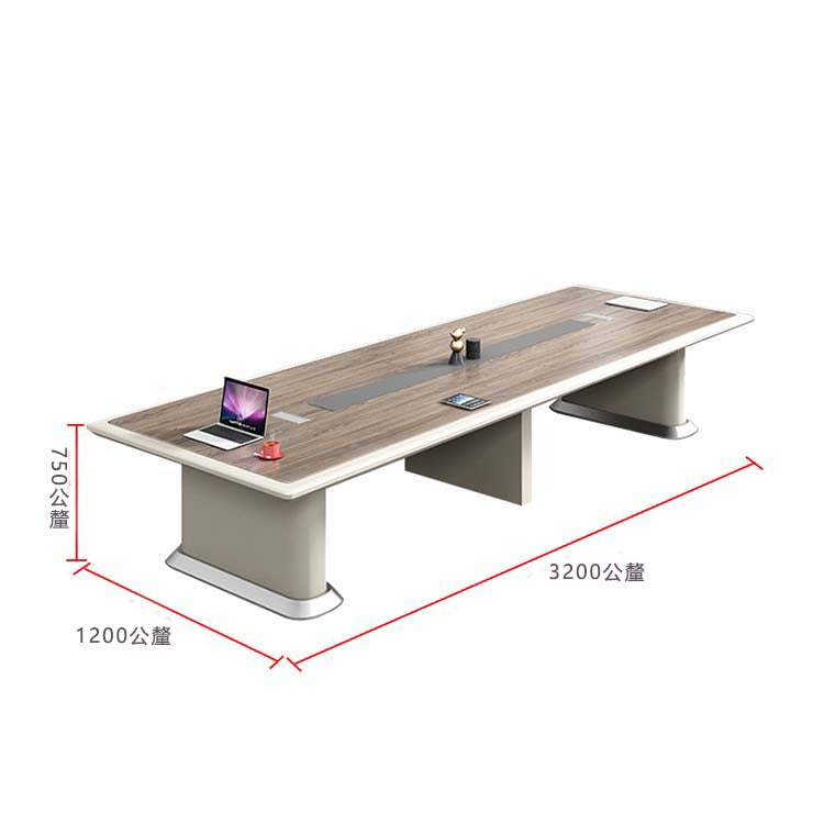 Conference table, office desk, rectangular table, meeting room table, wood grain two-tone design, with cable management holes, melamine laminate, luxurious natural color, customizable, MT-A36