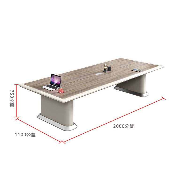 Conference table, office desk, rectangular table, meeting room table, wood grain two-tone design, with cable management holes, melamine laminate, luxurious natural color, customizable, MT-A36