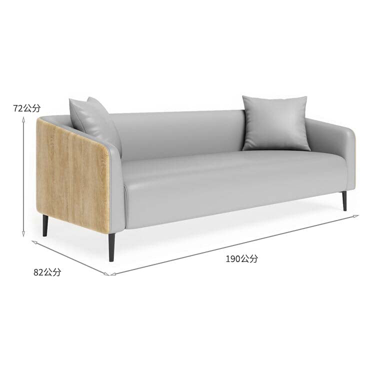 沙發、辦公沙發、接待沙發、人造皮革布料、天然木框架、高密度聚氨酯泡棉、鋼製椅腳、黑色、輕便、可客製化、OS-A10