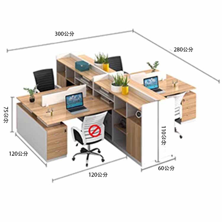 辦公桌,有側櫃的工作台,可上鎖,靜音滑軌,帶走線孔和頂板,OD-A14