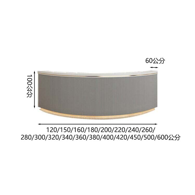 半圓形櫃檯、接待台、收銀機,配有鍵盤托架、圓柱鎖和抽屜。開放式收納空間。白色。可客製化。 RD-A49