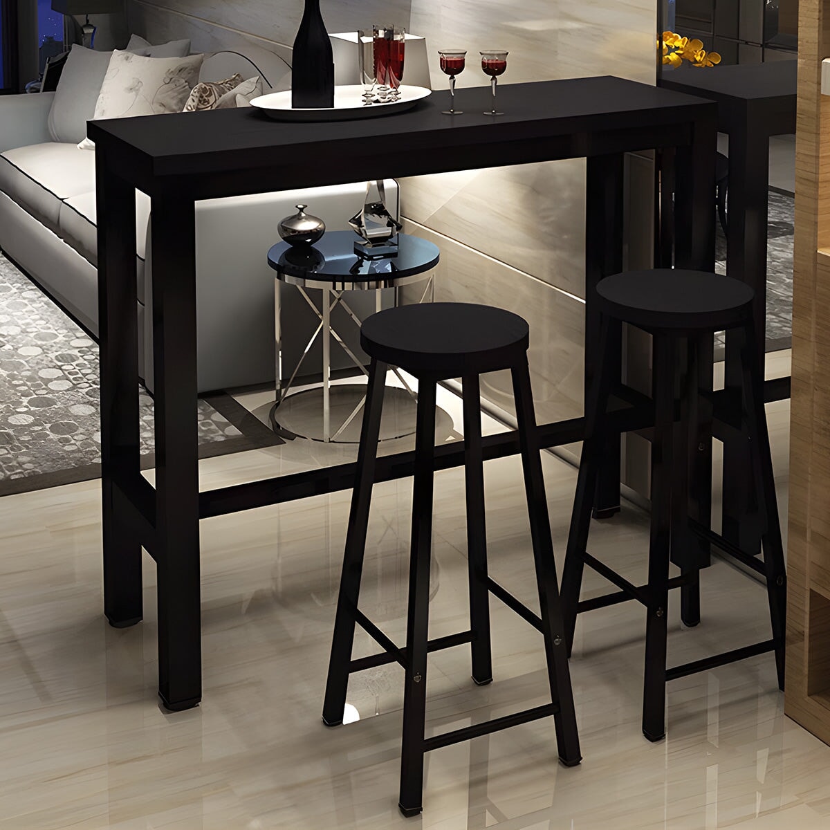 カフェテーブルブ ラック ダイニングテーブル 食卓テーブル 安定性抜群 アジャスター付き 高さ調節可能 エッジ仕上げ ホワイト カスタマイズ可能 BT-A9