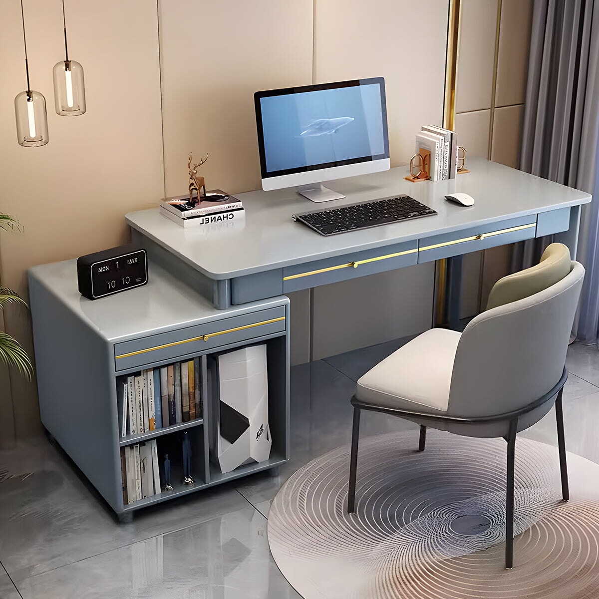 デスク ワークデスク パソコンデスク 室内 作業用 ラバーウッド 木目 ゆとり 丸み 角丸加工 引き出し 収納 キャビネット モダン ミニマル 簡素 CD-A11