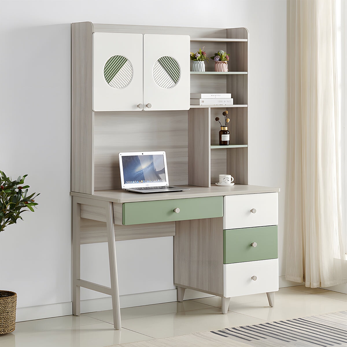 ワークデスク 勉強用デスク パソコンデスク デスク シンプル 引き出し付き 本棚 パソコン エッジ加工 メラミン化粧板 汚れに強い 収納 人間工学 CD-A20