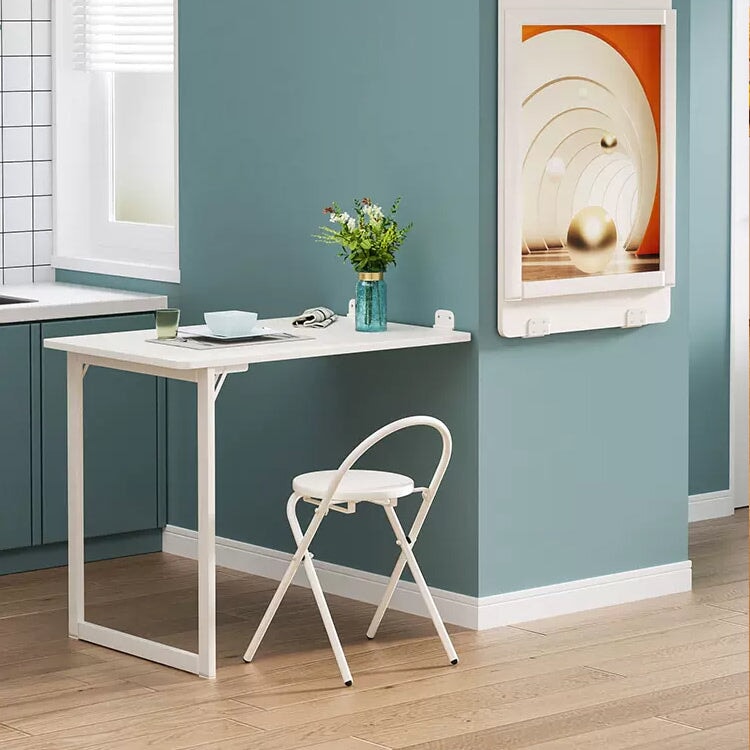 折りたたみテーブル 壁掛け スチール脚 メラミン化粧板 コンパクト 省スペース 空間利用率 マグネット連結式脚部 ホワイト DT-A10
