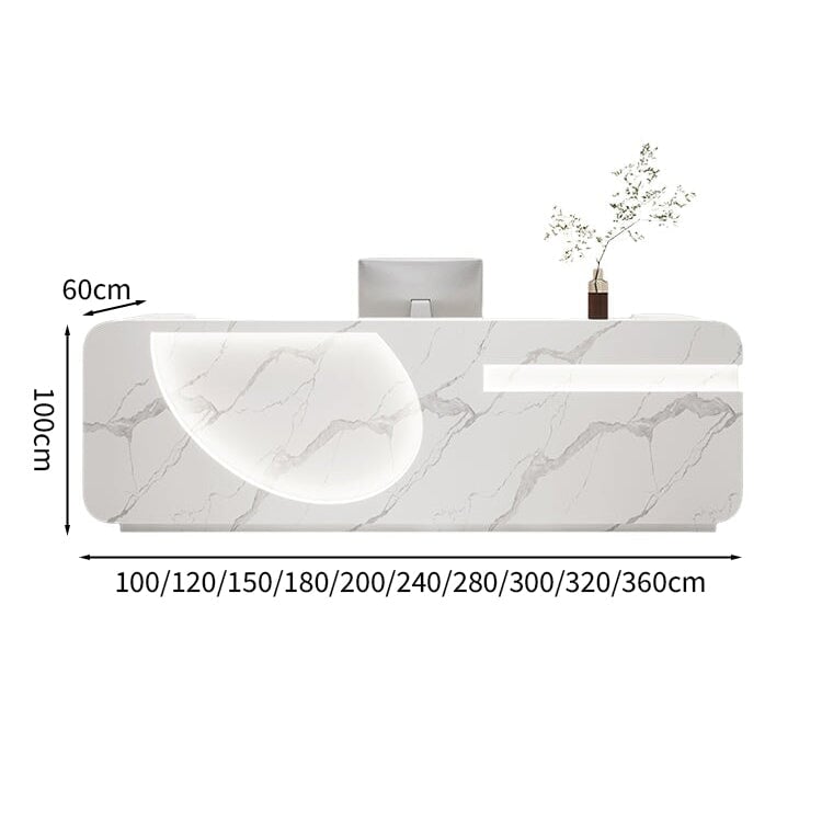 高層商店收銀機、帶鎖接待台、圓形飾面、電腦存儲、鍵盤和衛生間、白色、自然色、可定制、RD-A54