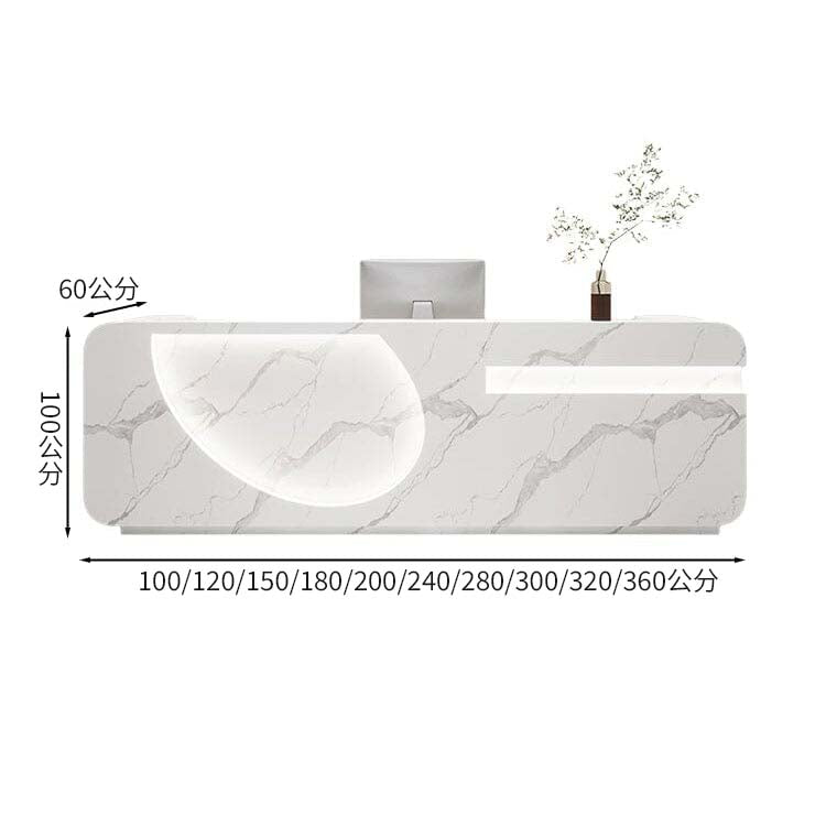 高層商店收銀機、帶鎖接待台、圓形飾面、電腦存儲、鍵盤和衛生間、白色、自然色、可定制、RD-A54