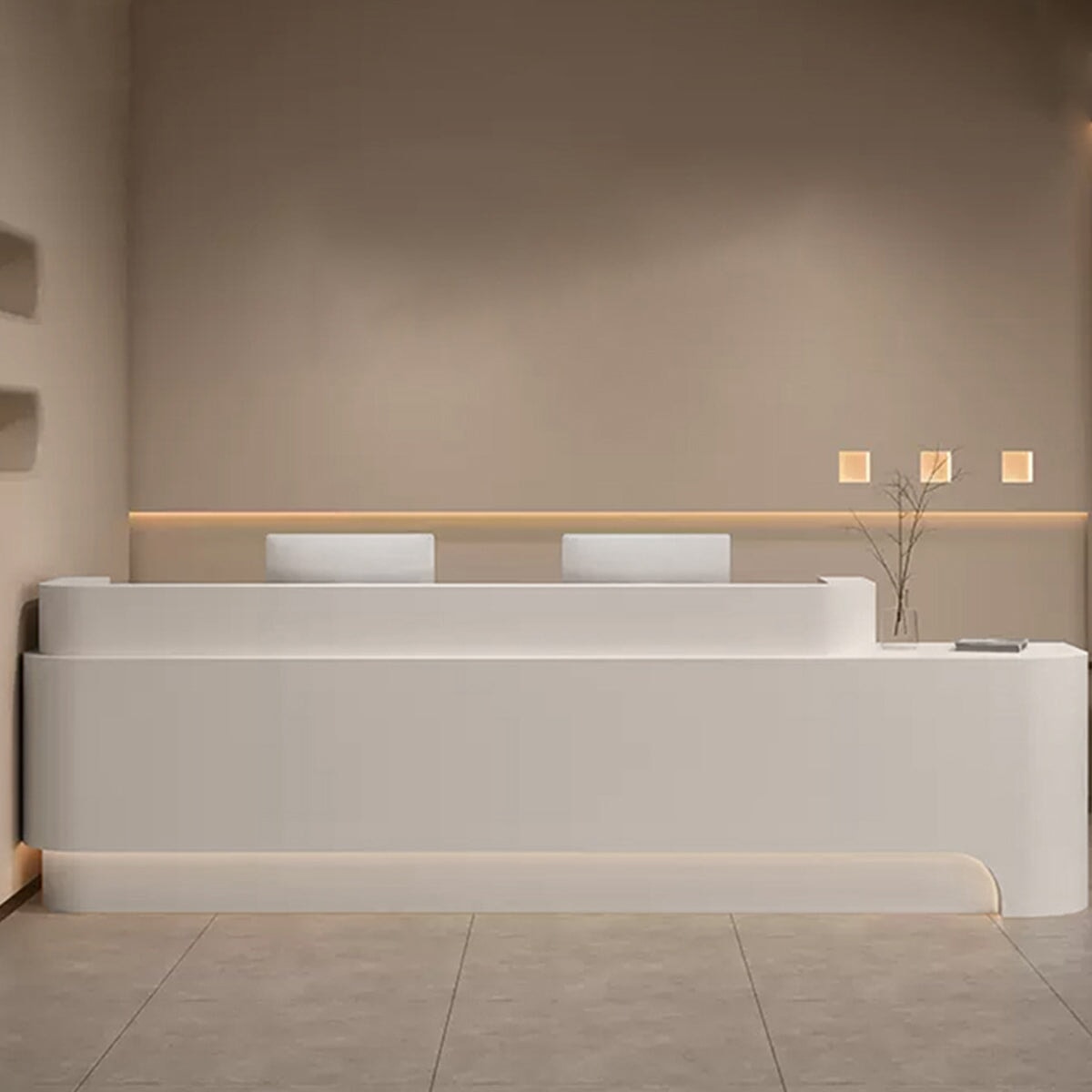 受付カウンター 店舗 受付台 上部天板 焼付塗装 分類収納 メラミン化粧板 ロゴ入れ可能 ベージュ カスタマイズ可能 RD-A50