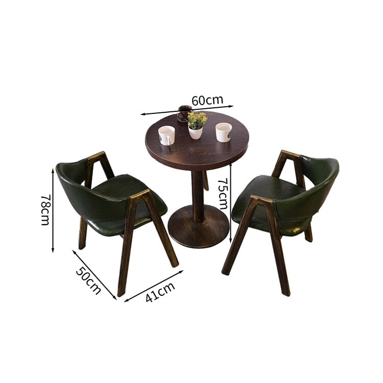 餐廳咖啡桌椅套裝,油鞣皮革和人造皮革面料,圓桌,可坐1-2人,時尚棕色,可定制,CT-A26