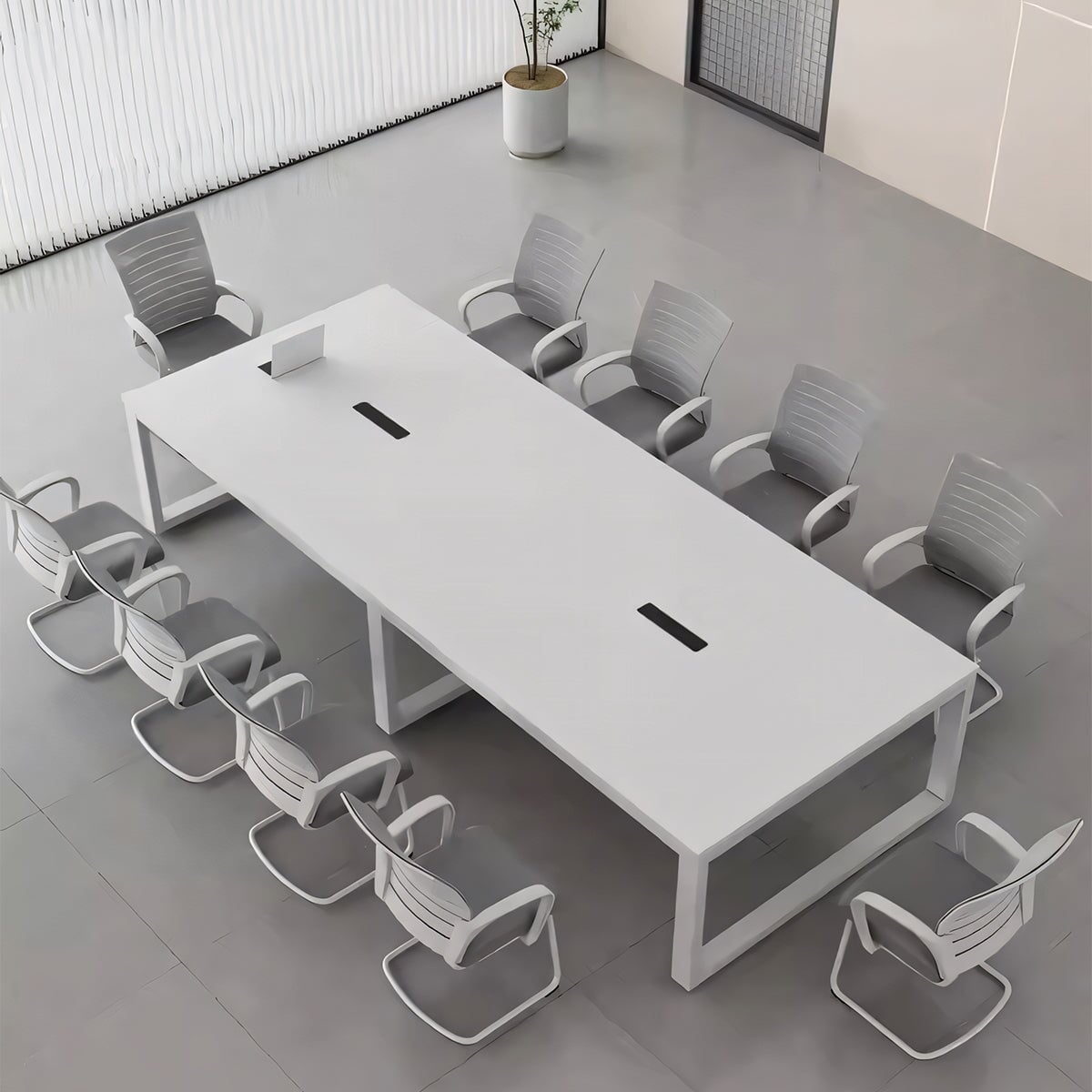 Conference table, negotiation table, meeting table, negotiation table, eco-friendly wood, stable, waterproof, metal frame, minimalist, off-white, customizable, MT-A39