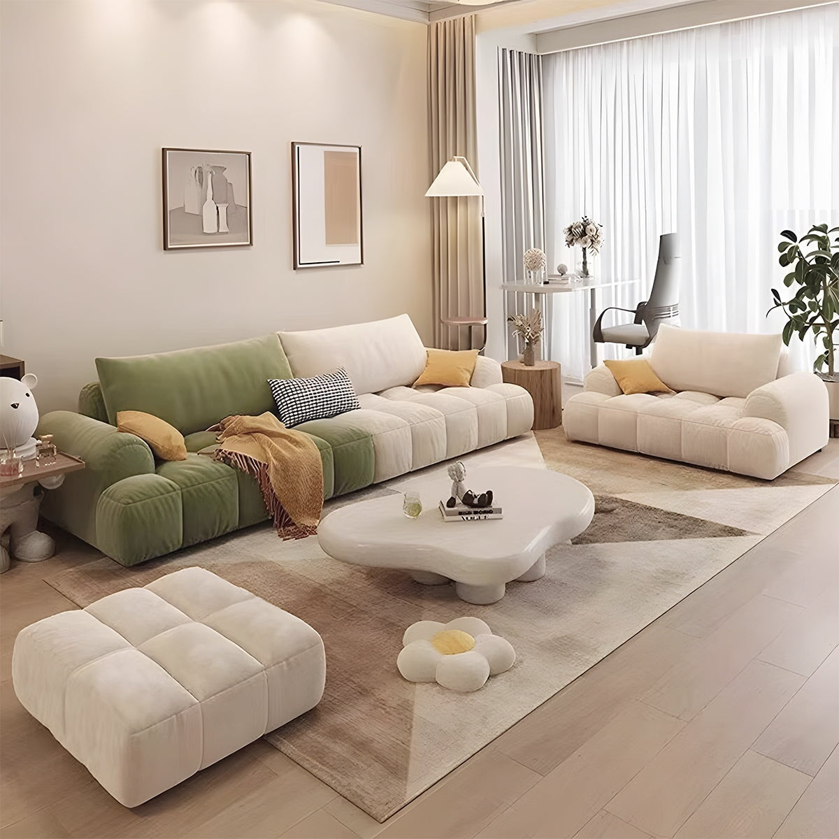 リビングソファー 応接ソファ リビング 高級感 本革 シリコンフィル ラテックス ポリエステル生地 PUレザー 人間工学 ベージュ カスタマイズ可能 SF-A8