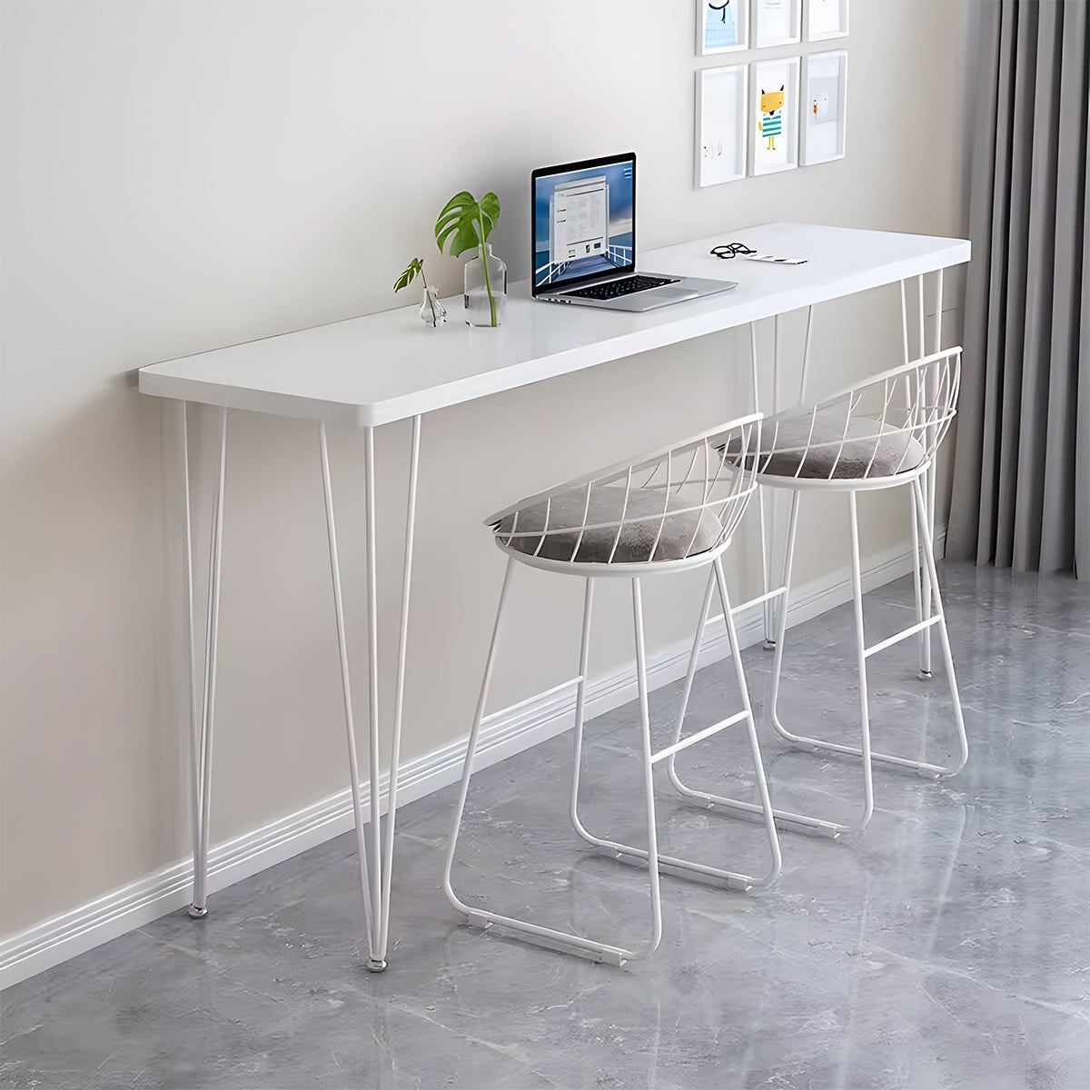 テーブル バーテーブル カウンターテーブル 木目調 スチール脚 R仕上げ プラパート付き 木製 シンプルモダン ホワイト カスタマイズ可能 BT-A4