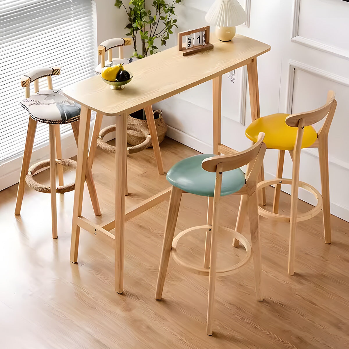 バーテーブル コーヒーテーブル 長方形テーブル 木目調 安定構造 R仕上げ つなぎ貫 シンプル ホワイト ナチュラル カスタマイズ可能 BT-A8