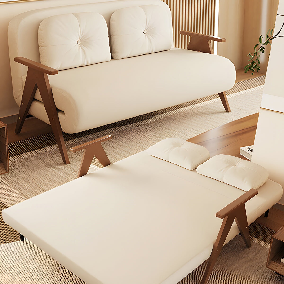 ソファー ベッド ソファーベッド カウチソファー モダン 高級感 二人掛け スタイル切り替え可能 ウレタン ラテックス リクライニング機能 リネン 天然木 SF-A10