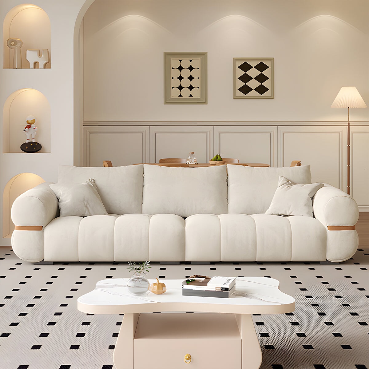 あぐらソファー フロアソファ おしゃれ スエード調ポリエステル生地 高密度ウレタンフォーム ラテックスクッション 天然木フレーム ウェービングベルト ベージュ カスタマイズ可能 SF-A7