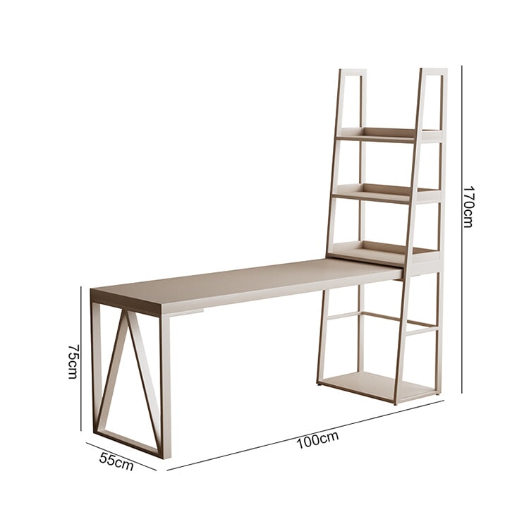 帶側架的可伸縮辦公桌,鋼架,烤漆,耐用膠合板框架,腿部空間大,靈活,白色,可定制,CD-A10