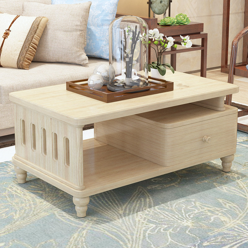 簡約全實木茶几客廳家用電視櫃組合附抽屜小戶型中式原木創意茶桌CJ-A02