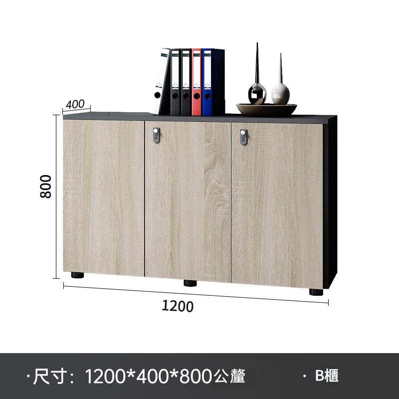 辦公室文件櫃地櫃木質矮櫃儲物櫃帶鎖資料櫃隔間雜物收納櫃長條櫃-SC-A100