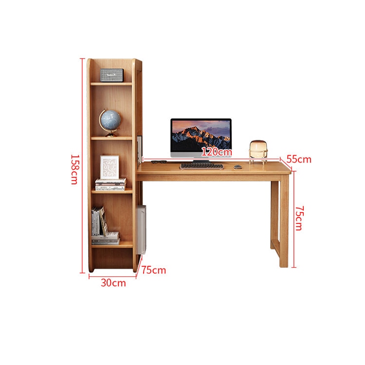 書桌、組合桌、天然木、橡膠木、側架、分類收納、清爽印象、高承重、高穩定性、方形結構、圓潤飾面、自然、CD-A7