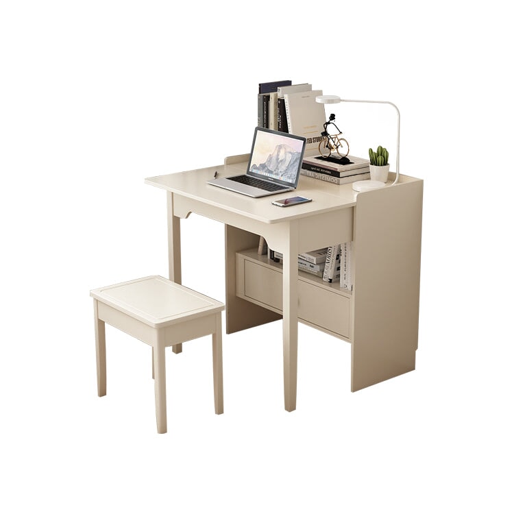 折疊式蝴蝶辦公桌,緊湊,節省空間,儲物空間,抽屜,踢腳板清理設計,天然木框架,抗扭曲,白色,CD-A6