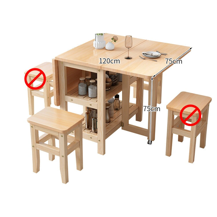 蝴蝶式餐桌,可折疊,松木製成,帶腳輪和鎖,緊湊,自然飾面,DT-A5