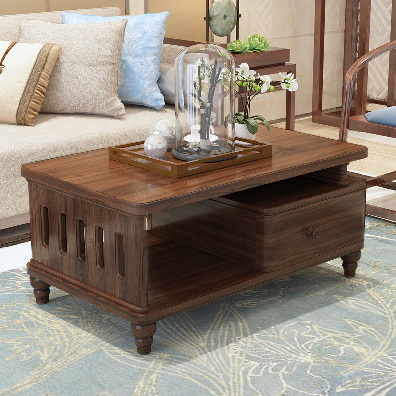 簡約全實木茶几客廳家用電視櫃組合附抽屜小戶型中式原木創意茶桌CJ-A02