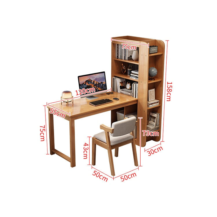 書桌、組合桌、天然木、橡膠木、側架、分類收納、清爽印象、高承重、高穩定性、方形結構、圓潤飾面、自然、CD-A7