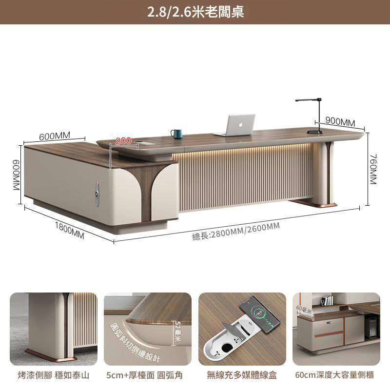 Office Desk, Boss Desk, Simple Modern Light Luxury High-End Desk and Chair Set, Lacquered Presidential Office Furniture, Executive Desk ED-A106