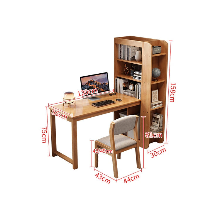 書桌、組合桌、天然木、橡膠木、側架、分類收納、清爽印象、高承重、高穩定性、方形結構、圓潤飾面、自然、CD-A7