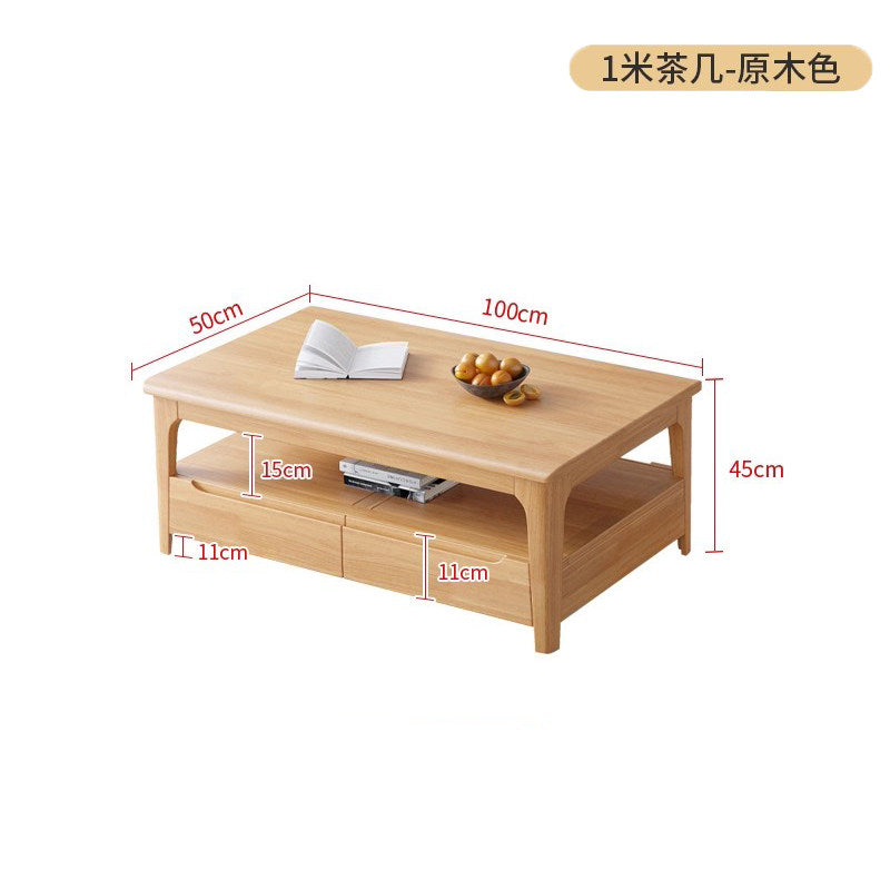 全實木茶几家用客廳長方形帶抽屜儲物桌小戶型中式現代簡約CJ-A03