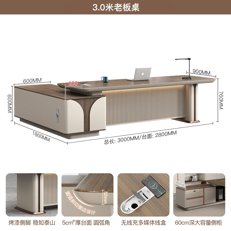 Office Desk, Boss Desk, Simple Modern Light Luxury High-End Desk and Chair Set, Lacquered Presidential Office Furniture, Executive Desk ED-A106