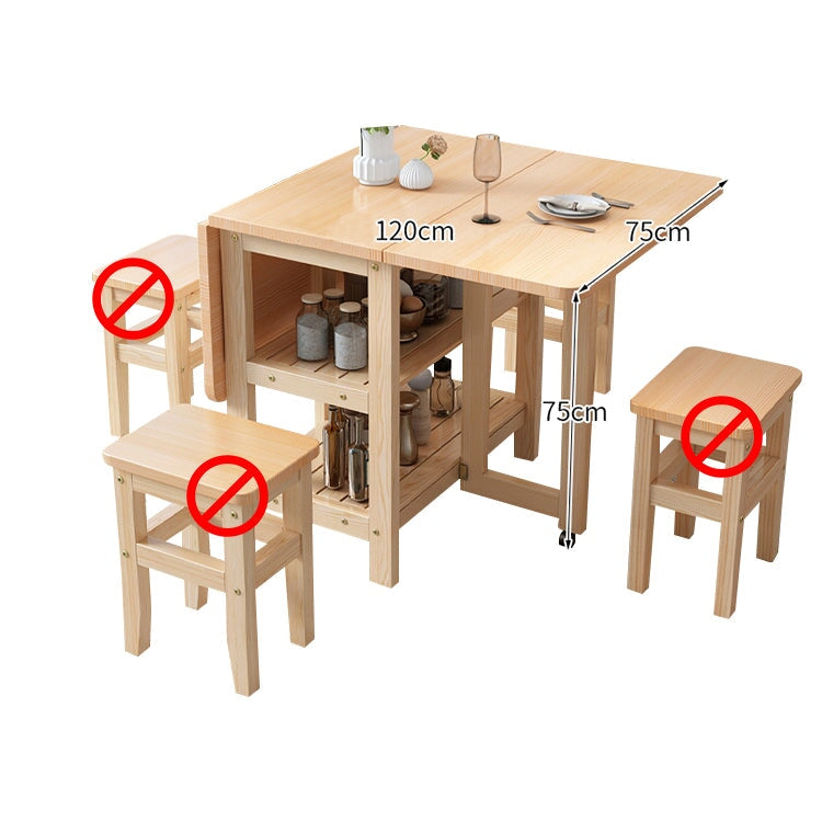 蝴蝶式餐桌,可折疊,松木製成,帶腳輪和鎖,緊湊,自然飾面,DT-A5