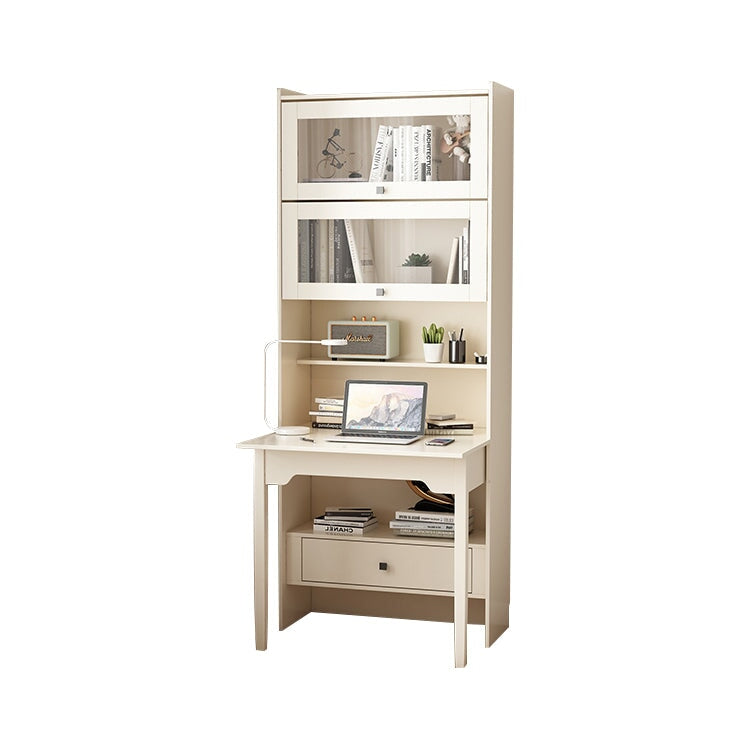 折疊式蝴蝶辦公桌,緊湊,節省空間,儲物空間,抽屜,踢腳板清理設計,天然木框架,抗扭曲,白色,CD-A6