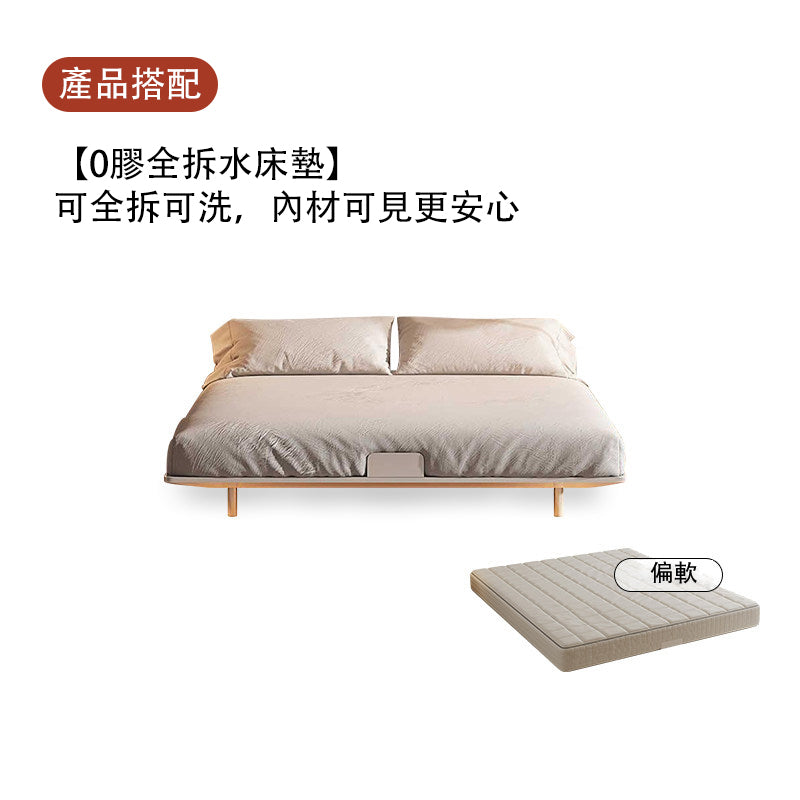 Designer White Carbon Steel Bed Frame, Small Apartment Bedroom, Headless Floating Bed, Backless Bed, Wabi-Sabi Cream Style SRC-A03