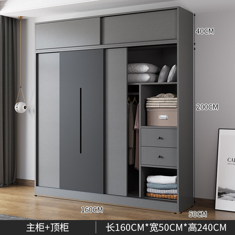 Wardrobe Household Bedroom Sliding Door Cabinet Simple Solid Wood Small Apartment Rental 2025 New Hot Style Wardrobe YTG-A01