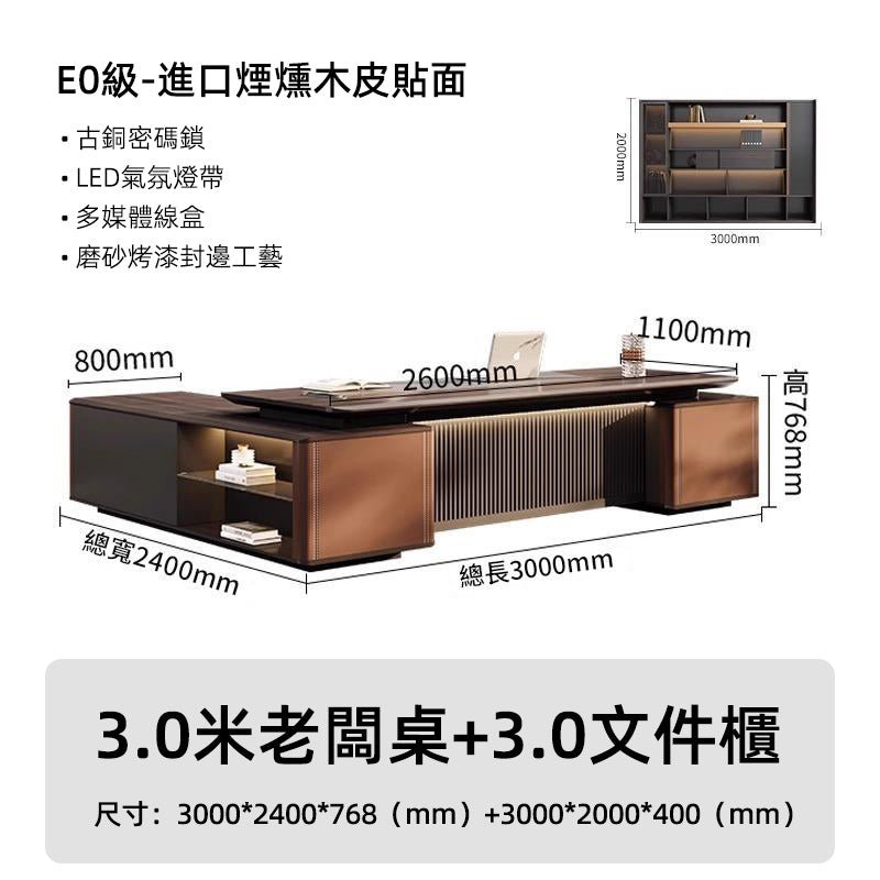 Atmospheric Executive Desk, Presidential Desk, Luxury High-End Manager Desk, Chairman's Office Desk Set ED-A122