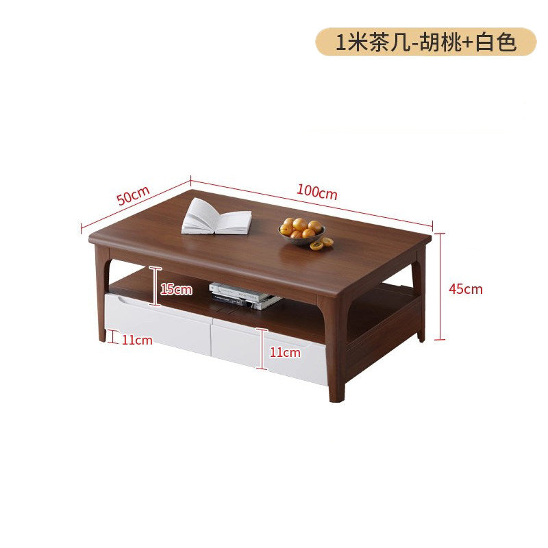 全實木茶几家用客廳長方形帶抽屜儲物桌小戶型中式現代簡約CJ-A03