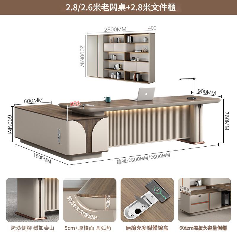 Office Desk, Boss Desk, Simple Modern Light Luxury High-End Desk and Chair Set, Lacquered Presidential Office Furniture, Executive Desk ED-A106