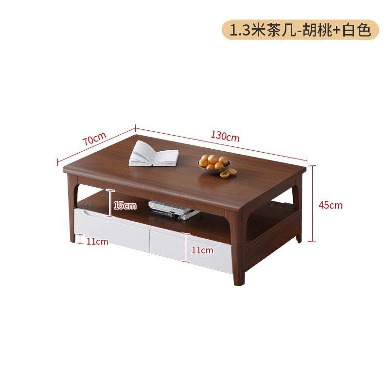 全實木茶几家用客廳長方形帶抽屜儲物桌小戶型中式現代簡約CJ-A03