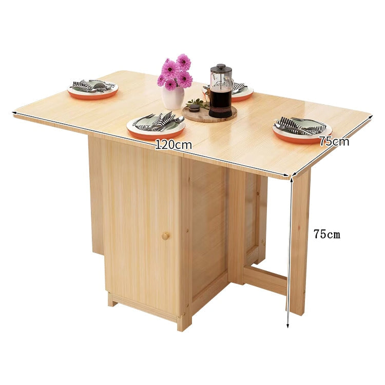 蝴蝶式餐桌,可折疊,松木製成,帶腳輪和鎖,緊湊,自然飾面,DT-A5