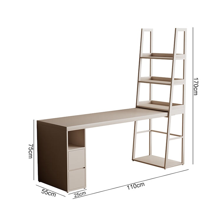 帶側架的可伸縮辦公桌,鋼架,烤漆,耐用膠合板框架,腿部空間大,靈活,白色,可定制,CD-A10