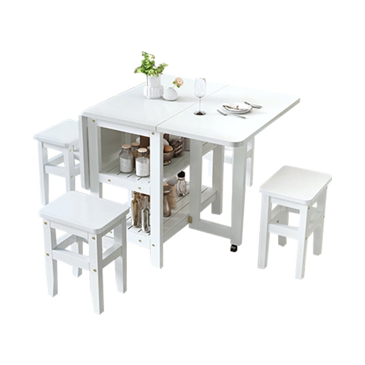 蝴蝶式餐桌,可折疊,松木製成,帶腳輪和鎖,緊湊,自然飾面,DT-A5