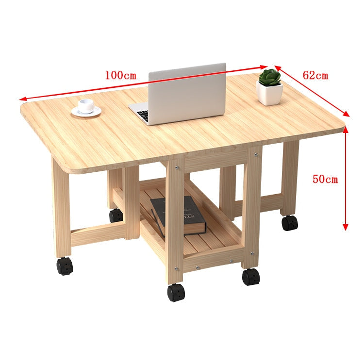 蝴蝶式餐桌,可折疊,松木製成,帶腳輪和鎖,緊湊,自然飾面,DT-A5