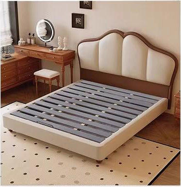 French Vintage Genuine Leather Bed, Internet Celebrity Butterfly Princess Bed, Modern Minimalist Double Bed for Master Bedroom, Storage Bed SRC-A02