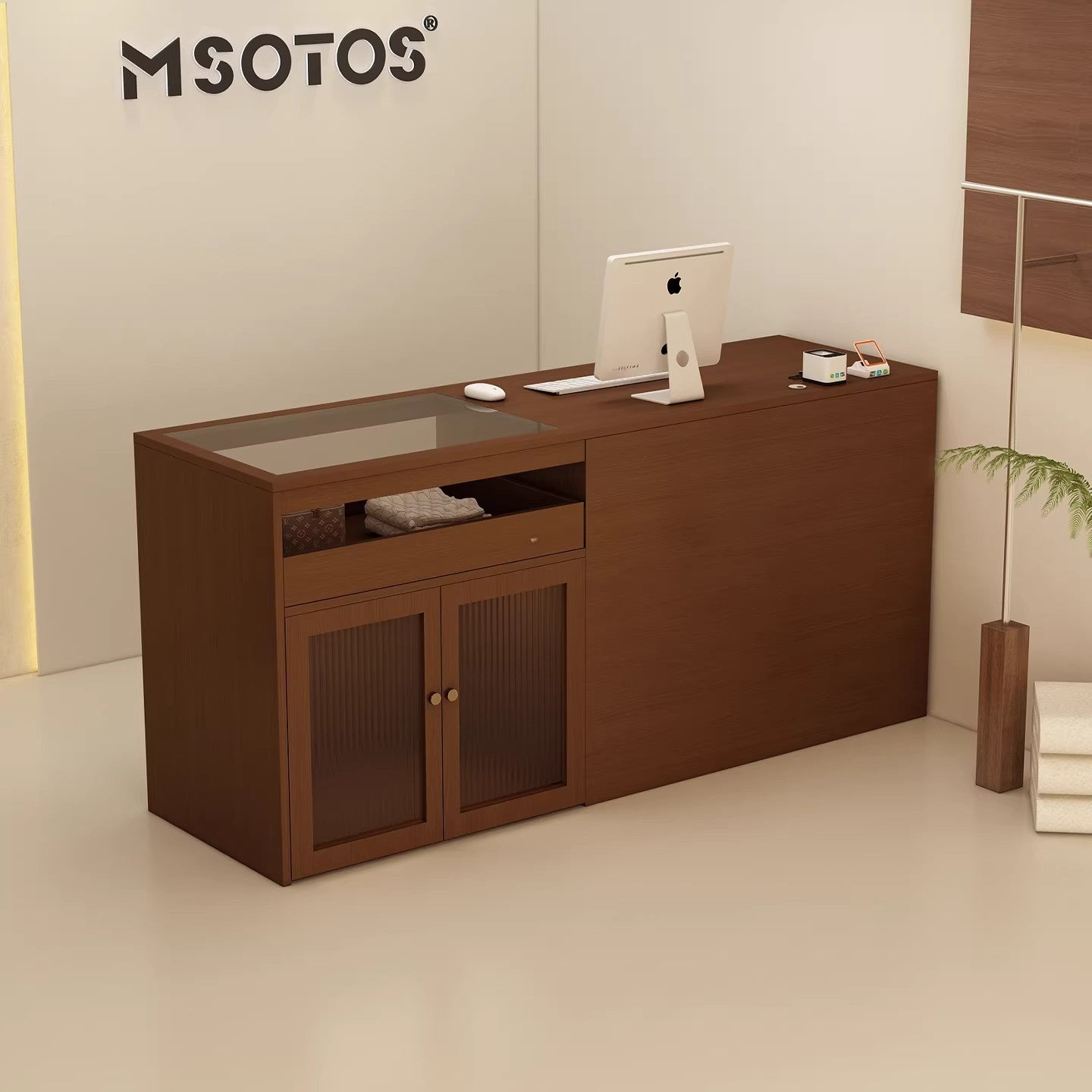 收銀台中古風小型吧台桌附玻璃飾品櫃檯前台RD-A58