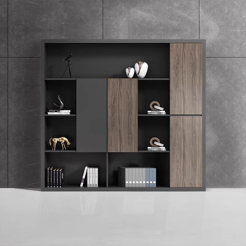 辦公室文件櫃胡桃木質書櫃板式背景櫃帶鎖收納資料櫃抽屜檔案櫃子SC-A108